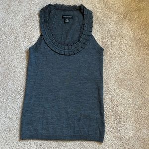 Banana Republic Extra Fine Merino Wool Grey Ruffled Tank  Size XS